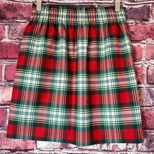 J.Crew Festive Red & Green Plaid Paperbag Waist Mini Skirt